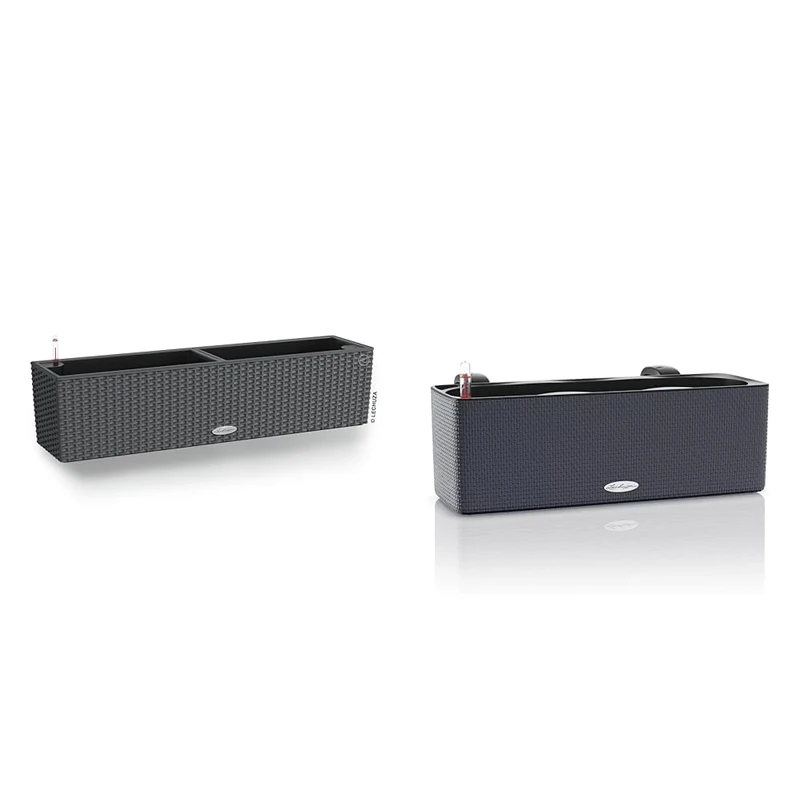 Lechuza Self Watering Plant Pot BALCONERA Cottage 80 Indoor Outdoor Flower Rattan Look Plastic Plant & Self Watering Plant Pot CUBE Color Triple Rail Planter Plastic Outdoor Indoor