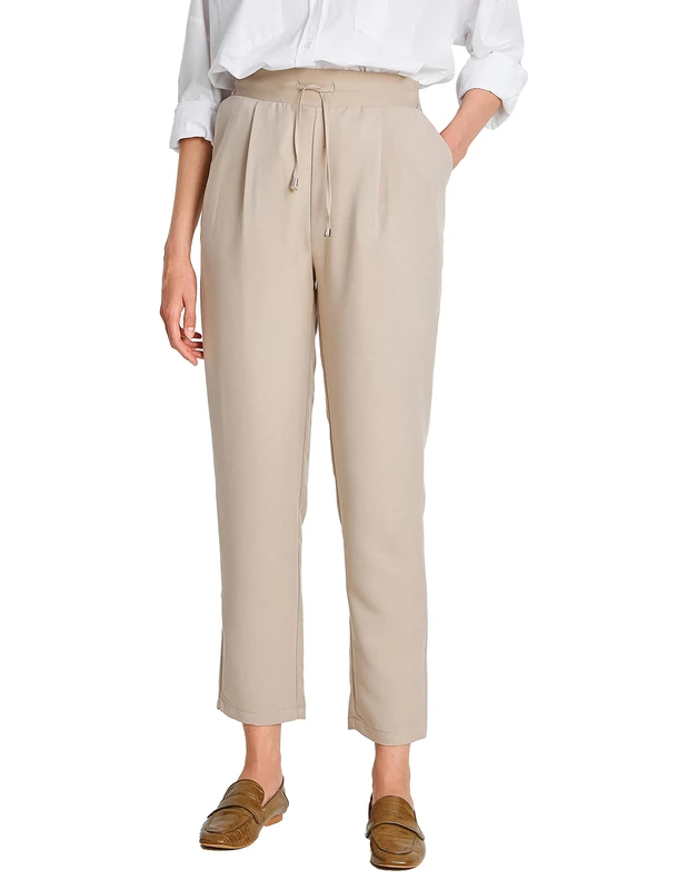 Koton Women's Tie Waist Carrot Trousers Modal Rich Shorts, Mink (565), 42
