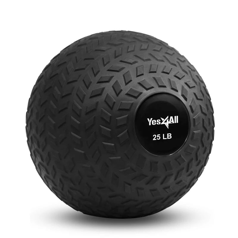 Yes4All Upgraded Fitness Slam Medicine Ball 25lbs for Exercise, Strength, Power Workout | Workout Ball | Weighted Ball | Exercise Ball | Black