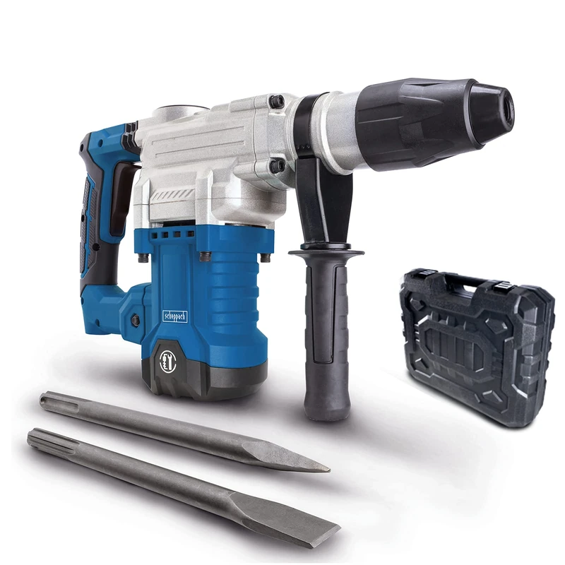 Scheppach DH1600MAX Punch | 1600W | Impact Force - 10 Joules | 3800 Strokes per min | Vibration Control | SDS Max Chuck | Handy Case | Comes with Flat Chisel and Sharp Chisel - Image 1