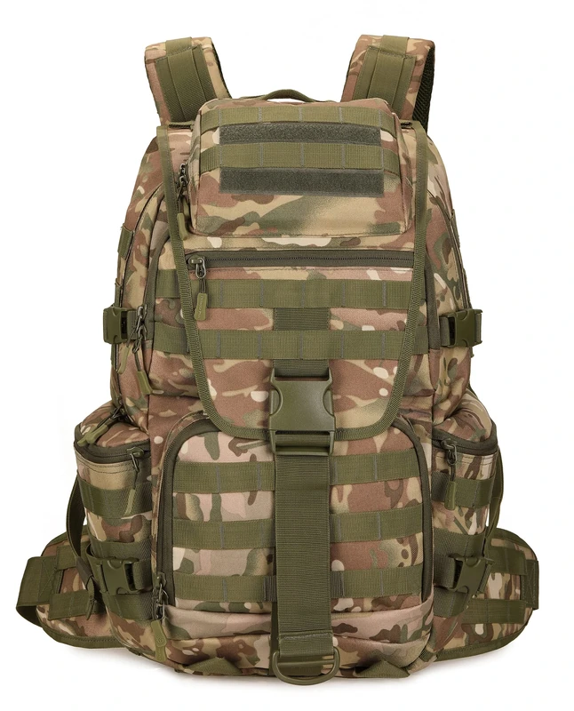 KXBUNQD 50L Military Tactical Backpack Hiking Waterproof Backpack Large Military Pack 3 Day Assault Pack Molle Bag Rucksack, Jungle Camo, L, Backpacks