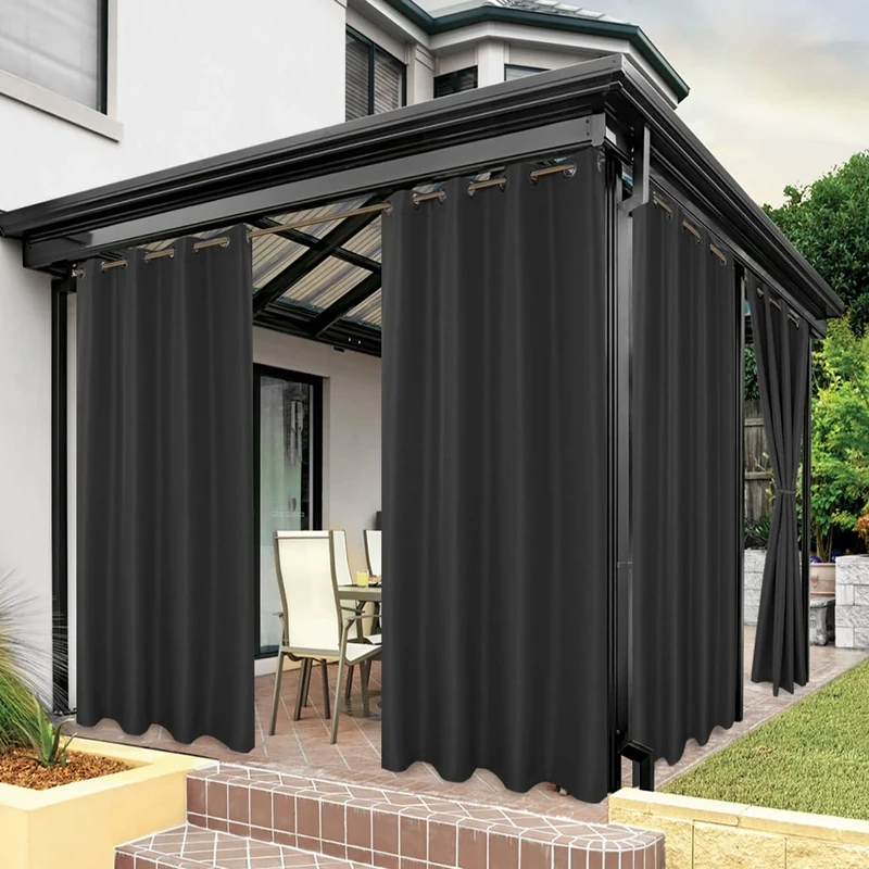 Bonzer Outdoor Curtains for Patio Waterproof Thick Privacy Grommets Sunlight Blocking Outdoor Curtains for Porch Pergola Gazebo Deck 1 Piece 84x84 Inch Charcoal