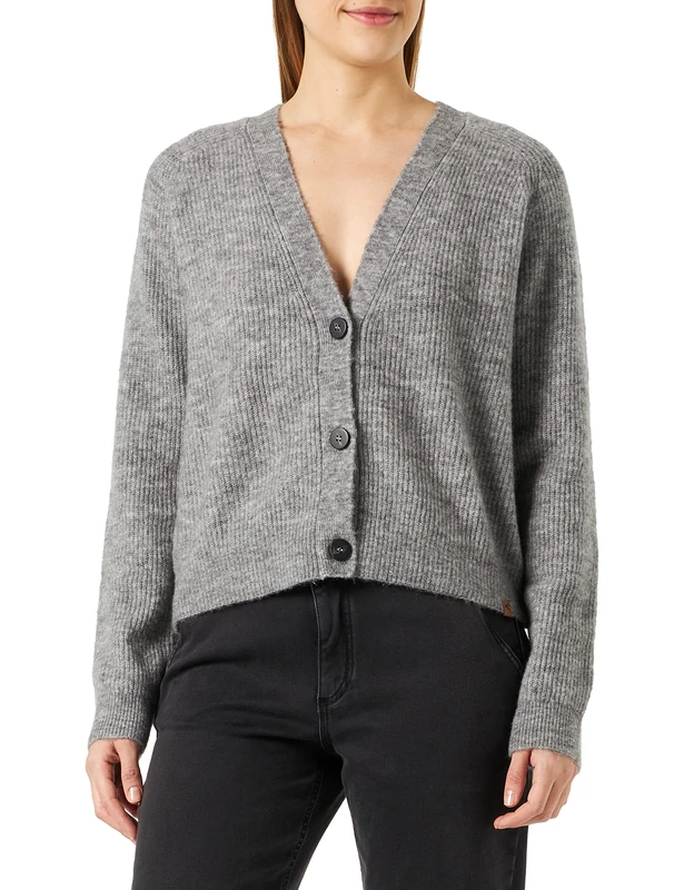 camel active Women's 309556/8k61 Cardigan Sweater, Flannel Melange, XL