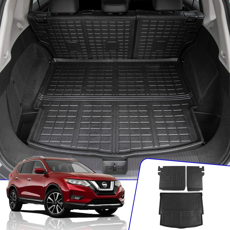 Rongtaod Fit 2021 2022 Nissan Rogue Rear Trunk Mat Cargo Liner Car Accessories TPE All-Weather (Trunk Mats + Backrest Mat)