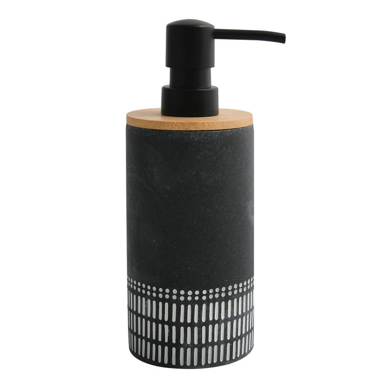Spirella Soap Dispenser Polyresin & Bamboo Yuma Dark Grey & White