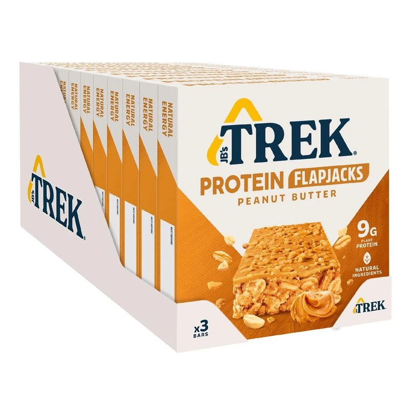 JB's Trek High Protein Flapjack Peanut Butter - Gluten Free - Plant Based - Vegan Snack - 50g X 36 Bars