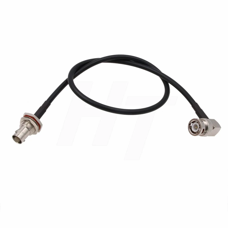 HangTon 6G SDI RF Coax 50 Ohm Cable Right Angle BNC Male to BNC Female Bulkhead Mount, Double Shielded Low Loss RG223 for Camera Monitor Video Antenna GPS Radio (10)