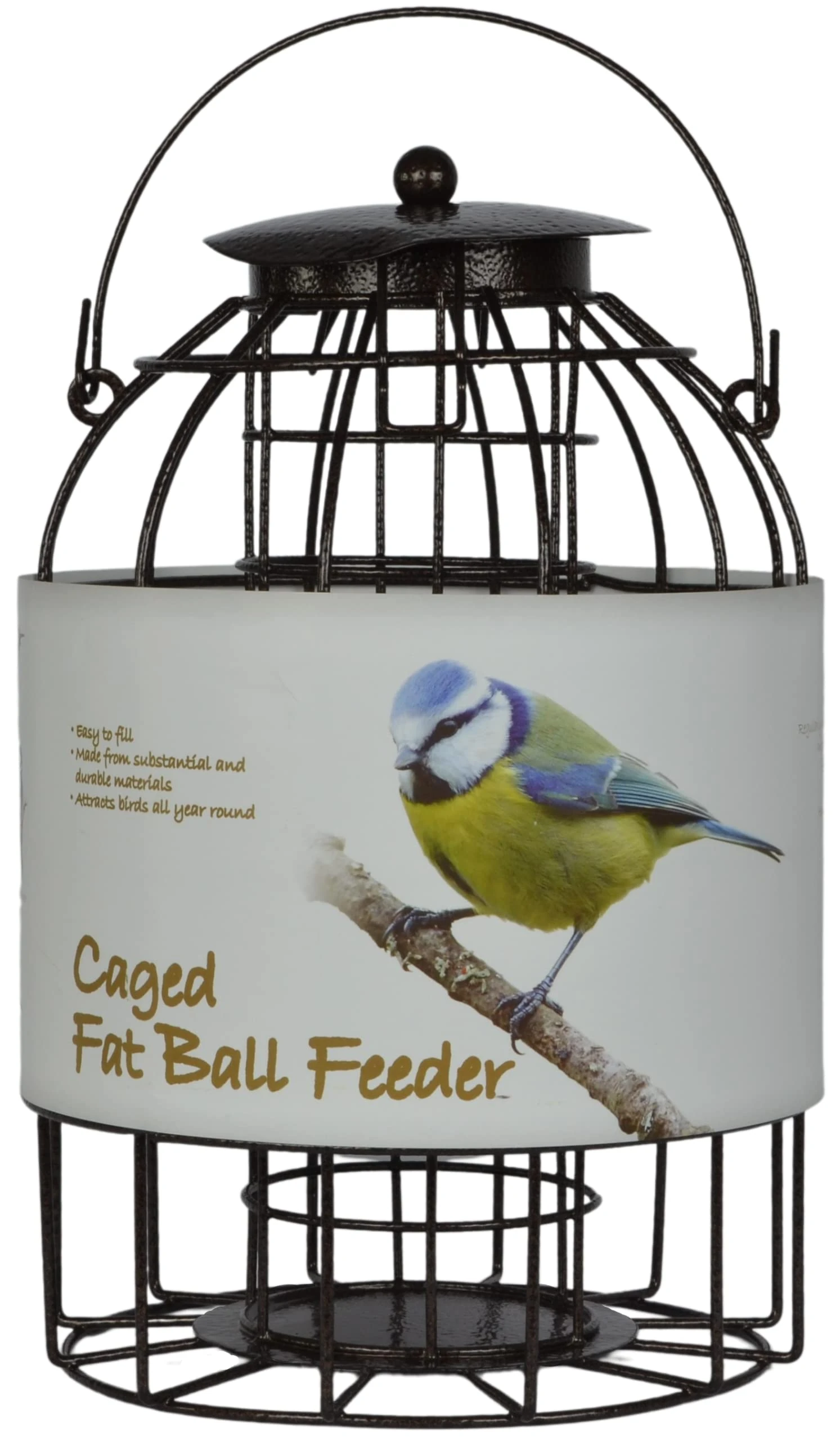 Green Jem BF16 Dome Caged Fat Ball Wild Bird Feeder, Designed To Deter Squirrels And Also Larger Garden Birds Such As Pigeons And Doves., Hammertone