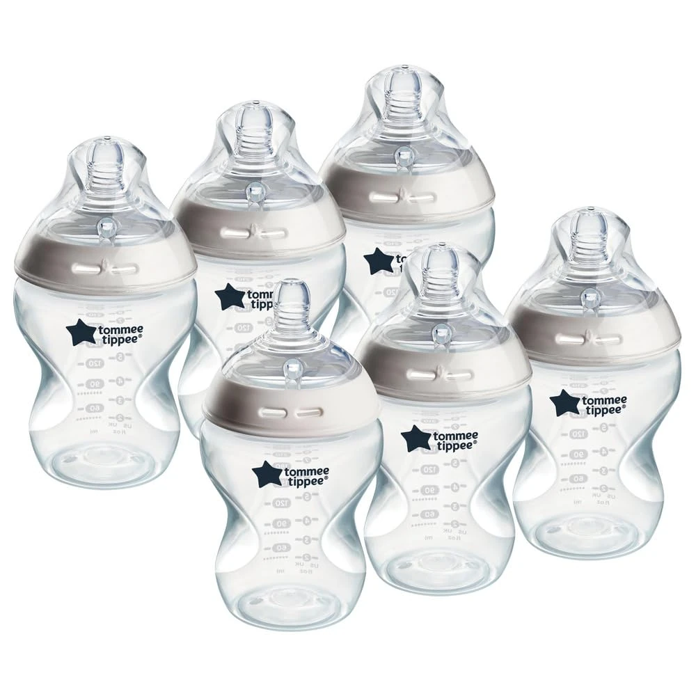 Tommee Tippee Natural Start Baby Bottles for 0m+, Pack of 6 260ml Baby Bottles, with Slow Flow Breast-Like Teat for a Natural Latch, Self-Sterilising and BPA Free, Baby Feeding Essentials