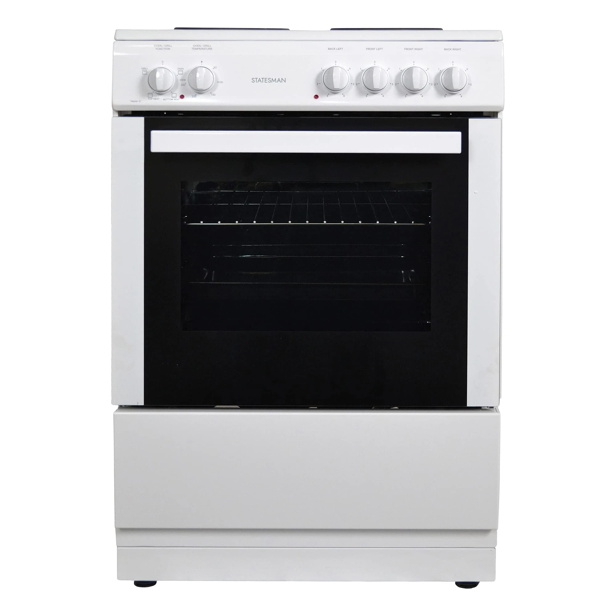 Statesman NAPIER60EW Single Cavity Electric Cooker, Integrated Grill, 60cm, White