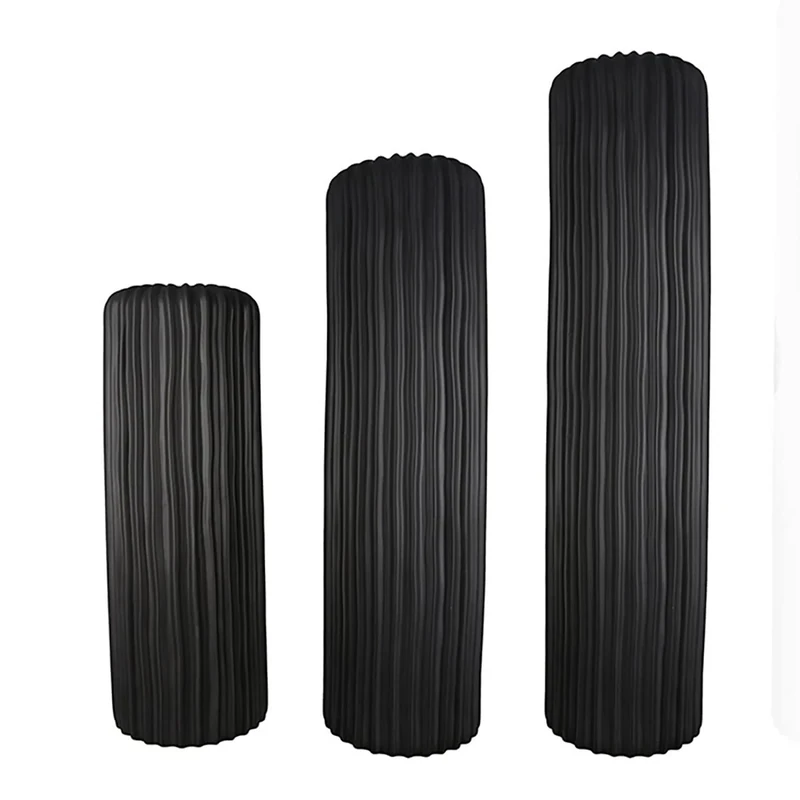 Gilde 56472 Vase Fjord Matte Black Grooved Surface Structure H 76 cm D 19 cm Diameter 19 cm