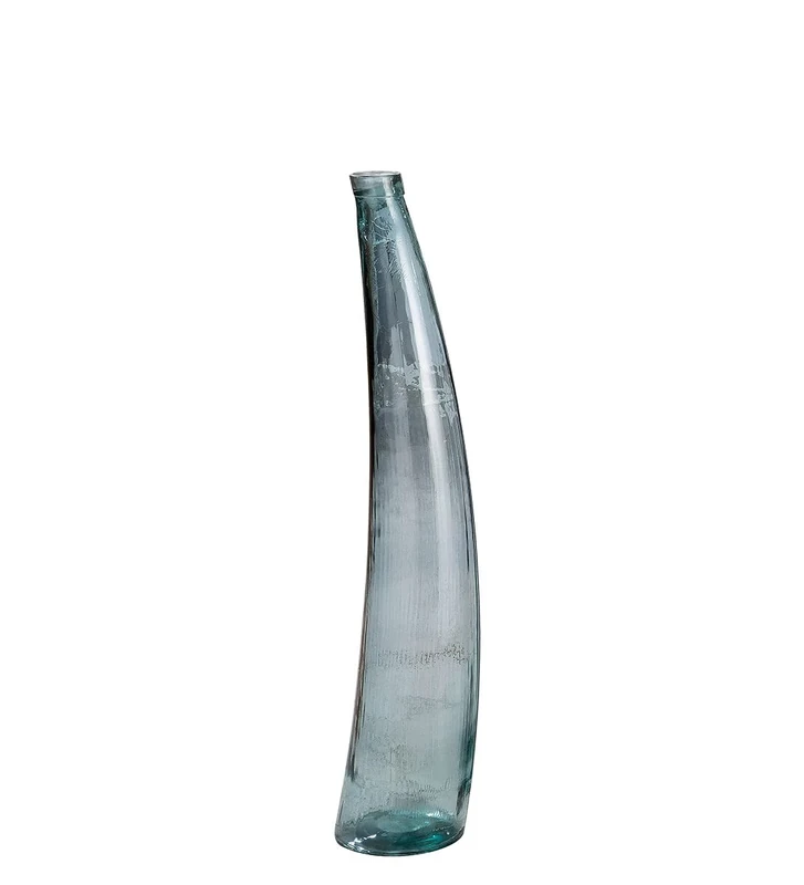 GILDE Corno 39198 Vase Petrol Made from Recycled Glass Height 100 cm Diameter 20 cm