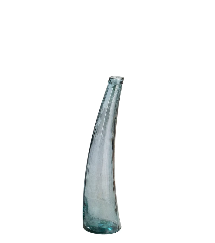 GILDE Corno 39197 Recycled Glass Vase Made in Europe Height 80 cm Diameter 20 cm Petrol