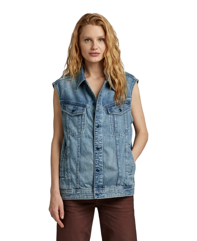 G-Star Women's Oversized Denim Vest, Blue (sun faded air force blue D22581-B988-C947), XS