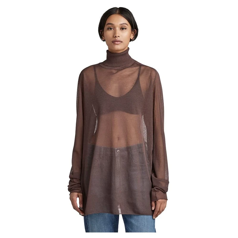 G-Star Women's Sheer Loose Turtle Knitted Sweater, Brown (chocolat D22535-D140-285), M