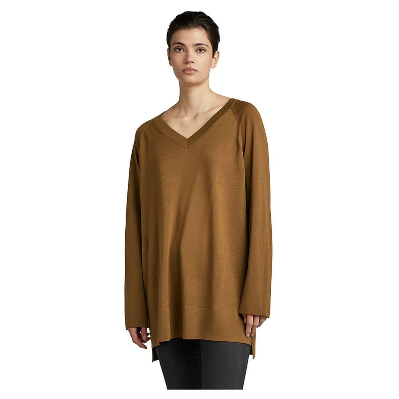 G-Star Women's Oversized V-Neck Knitted Sweater, Brown (oxide ocre D22503-B692-1329), S