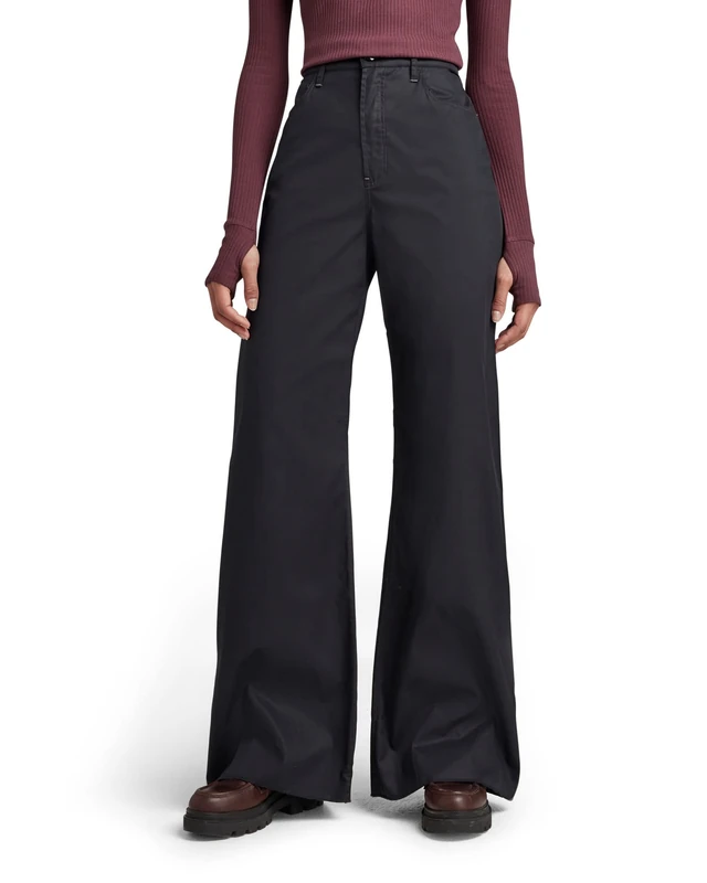 G-Star Women's Deck Ultra High Wide Leg Pants, Black (caviar D22591-D194-D301), 28W / 32L