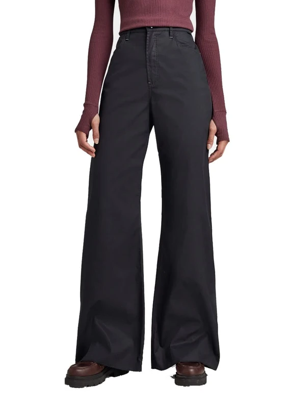 G-Star Women's Deck Ultra High Wide Leg Pants, Black (caviar D22591-D194-D301), 25W / 30L