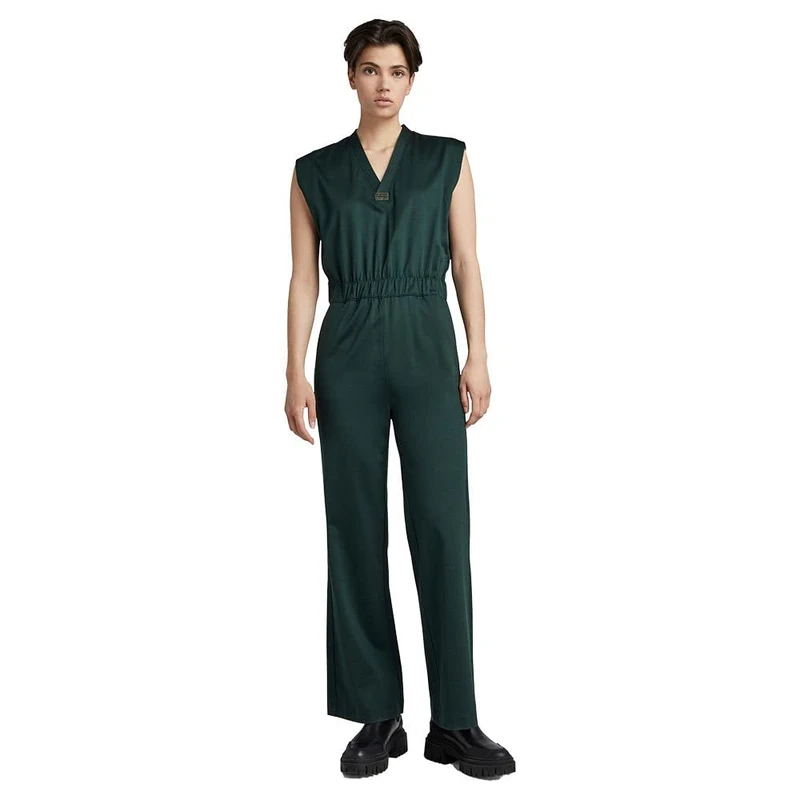 G-Star Women's Wide Leg V-Neck Jumpsuit , Green (laub D22370-C813-4287), M