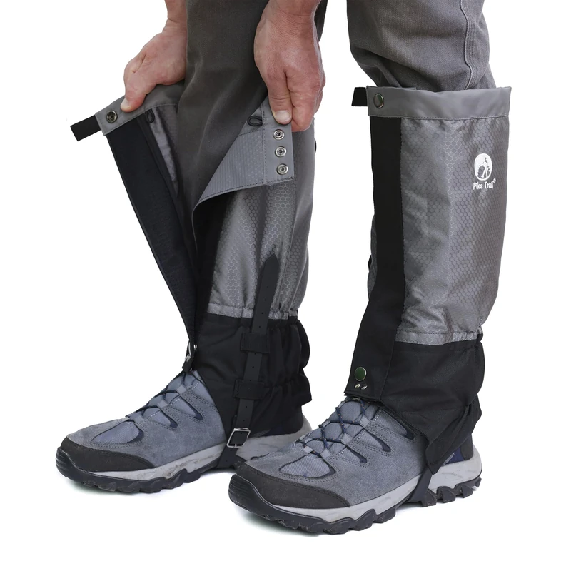 Pike Trail Leg Gaiters – Waterproof and Adjustable Snow Boot Gaiters with Customized Fit Technology for Hiking, Walking, Hunting, Mountain Climbing and Snowshoeing (Overcast Grey)