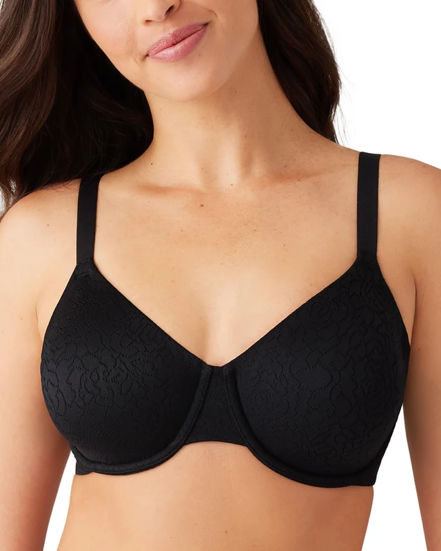 Wacoal Women's Inside Job Underwire Bra, Semi-Sheer, Black, 36E