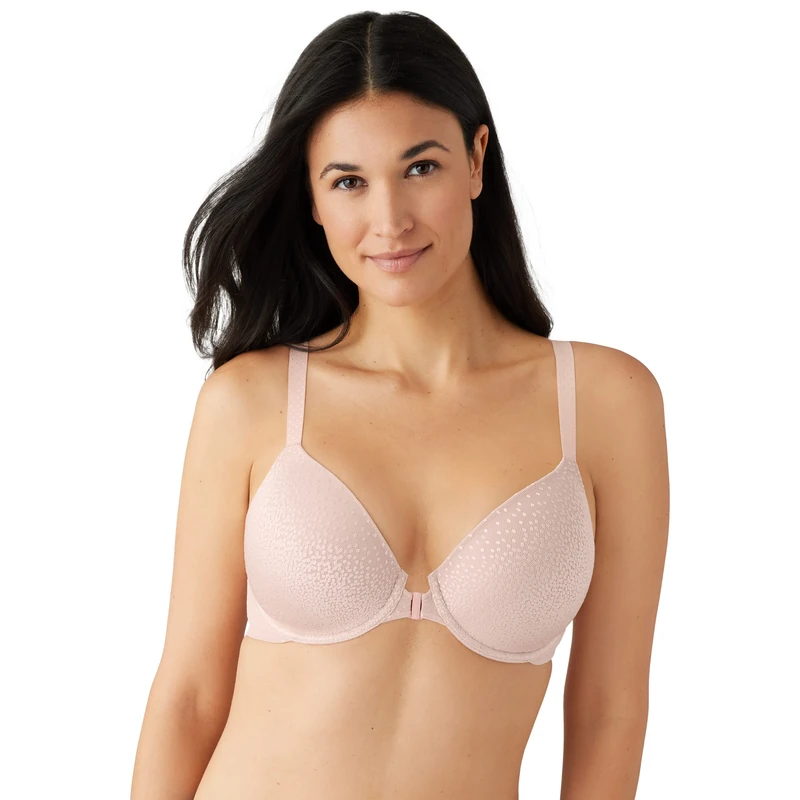 Wacoal Women's Back Appeal Front Close Racerback T-Shirt Bra, Opaque, Rose Dust, 32 E - Image 1