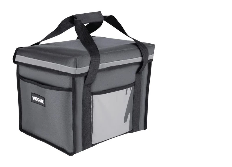 Vogue Hot Cold Food Takeaway Thermal Insulated Folding Delivery Catering Bag | Grey | 380 x 305 x 380mm | FR225 - Image 1