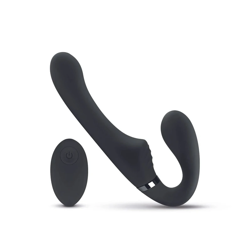 No-Parts - Avery Strapless Strap-On Vibrating Dildo - with Wireless Remote Control - 22 cm/ 8.5" Black