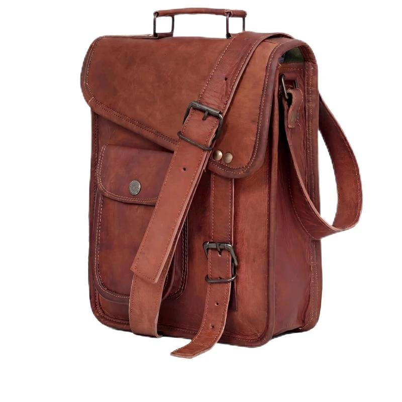 cuero 18" leather satchel tablet bag laptop case office briefcase messenger gift for men computer distressed shoulder bag, Brown, 17 Inch