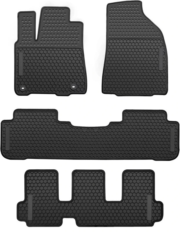 Lwope Car Floor Mats Custom Fit for Toyota Highlander 2014-2019 Black Rubber Auto Liner Mats All Weather Protection Heavy Duty Odorless
