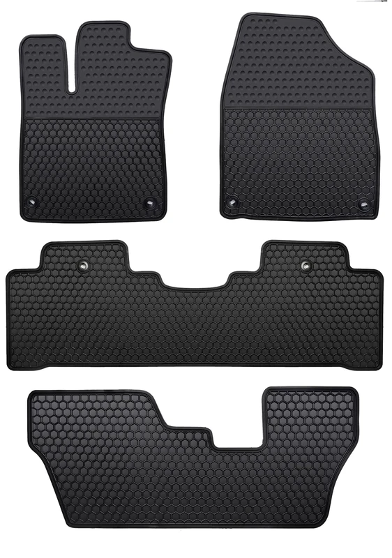 Lwope Car Floor Mats Custom Fit for Acura MDX 2014-2021 7Seater Black Rubber Auto Liner Mats All Weather Protection Heavy Duty Odorless