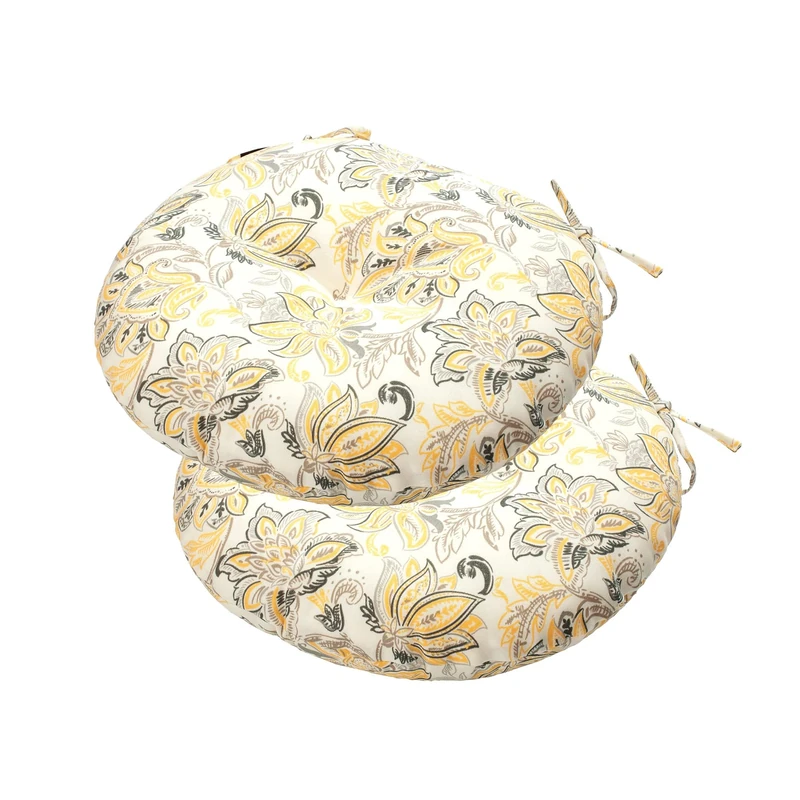 FUNHOME 15 inch Bistro Chair Cushions, Set of 2, Yellow Flower