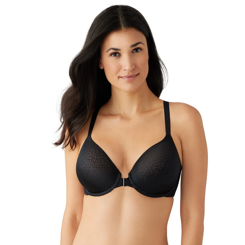 Wacoal Women's Back Appeal Front Close T-Shirt Bra, Black, 38C