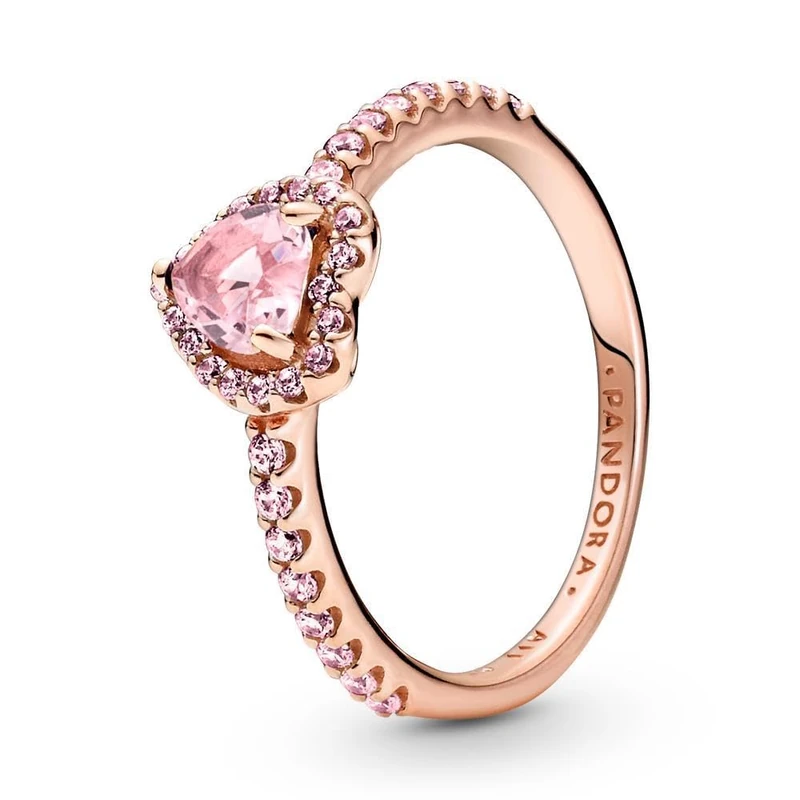 Pandora Timeless Heart 14k rose gold-plated ring with orchid pink crystal and fancy fairy tale pink cubic zirconia, 60