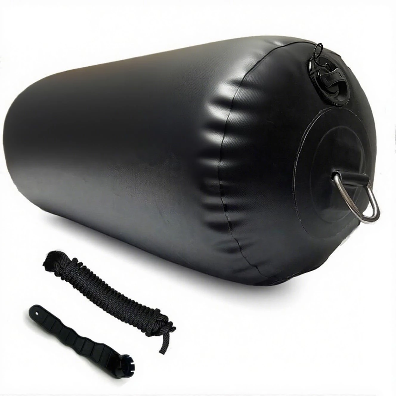 DSCRAFT Heavy-Duty Inflatable PVC Boat Fenders Stationary Dock Boats Yacht Sailboats Black (24"x60")