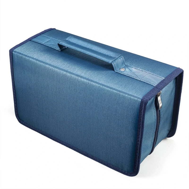 alavisxf xx CD Case, 160 Capacity Nylon CD DVD Storage Wallet Protective Disc Organizer Carrying Case with Card Holder (160 Capacity, Dark Blue)