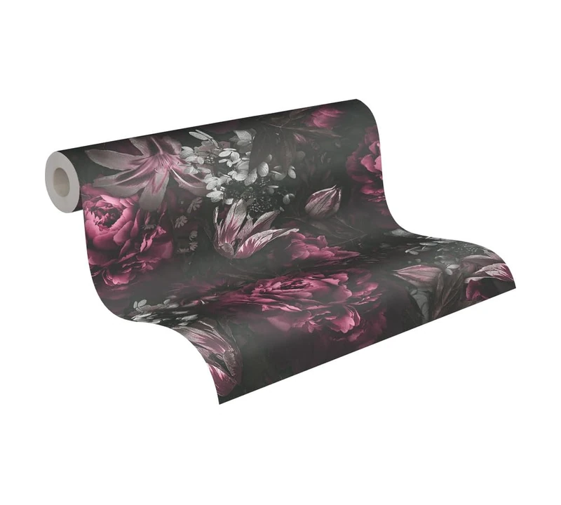 A.S. Création PintWalls 385094 Non-Woven Wallpaper with Roses Purple Black Grey 10.05 x 0.53 m Made in Germany