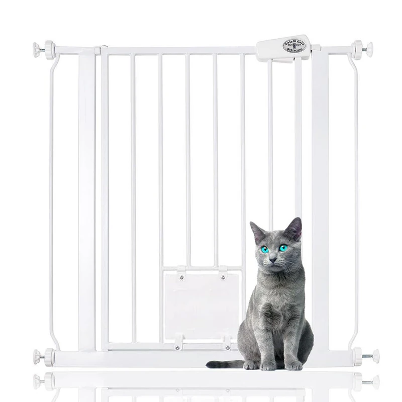 Bettacare Pet Gate with Lockable Cat Flap - 75cm to 83cm White