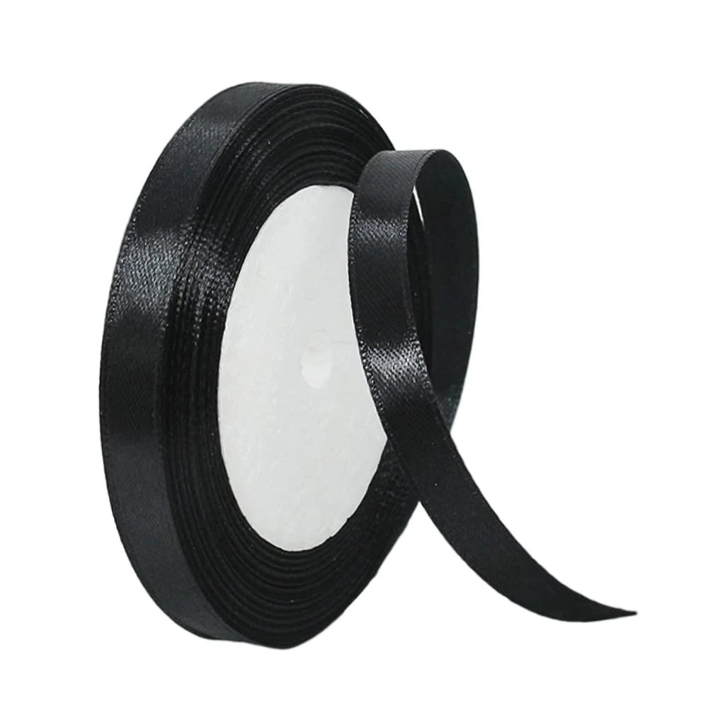 10mm Black Ribbon for Gift Wrapping,22m Fabric Thick Satin Ribbon Black Bow for Gift Wrapping,Ribbons for Balloons,Crafting,Hair,Bouquets,Wedding, Car,Presents,Cake,Christmas Party Decorations