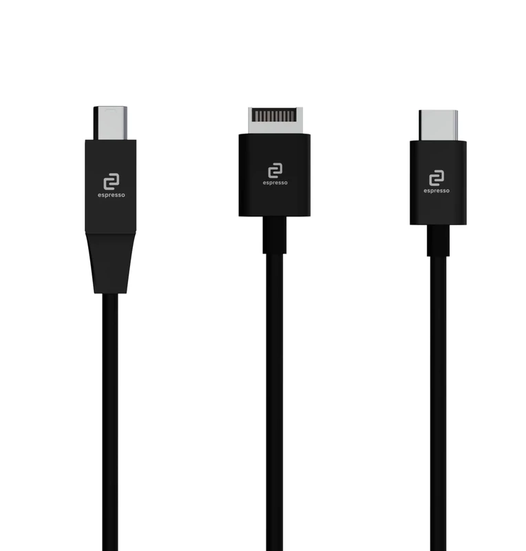 espresso Displays EC0021 video cable adapter 1 m Mini DisplayPort + USB Type-A USB Type-C Black