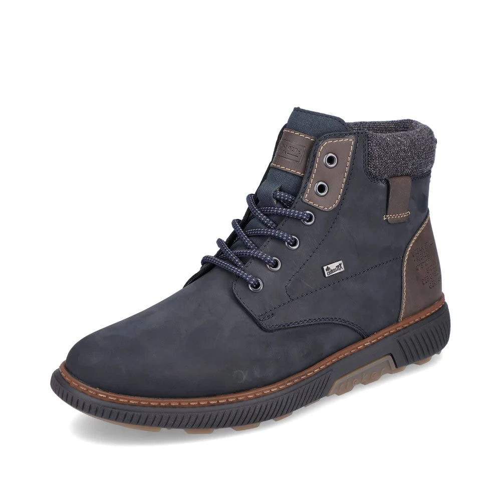 Rieker Men Ankle Boots B3343, Men´s Lace-up Ankle Boot,Removable Insole,Water Repellent,riekerTEX,Chukka Boot,Blue (Blau Kombi / 15),41 EU / 7.5 UK