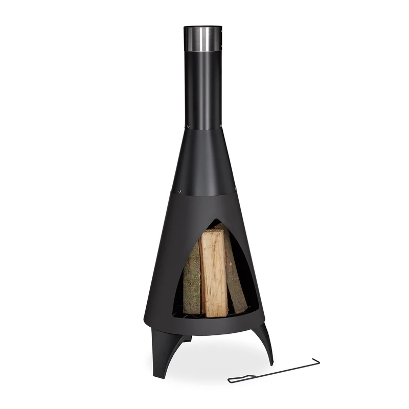 Relaxdays Terrace Oven, Black, 120 x 48 x 50 cm - Image 1