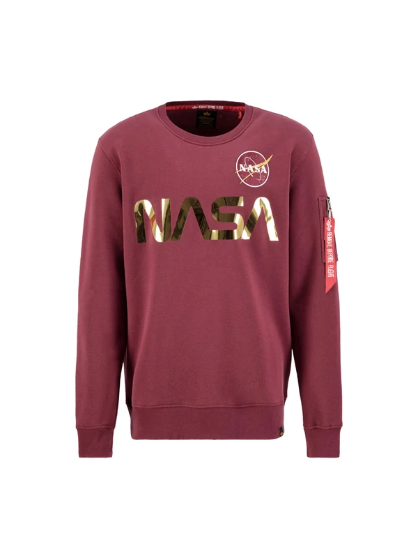 Alpha Industries NASA Reflective Sweatshirt for men Burgundy/Shiny Gold