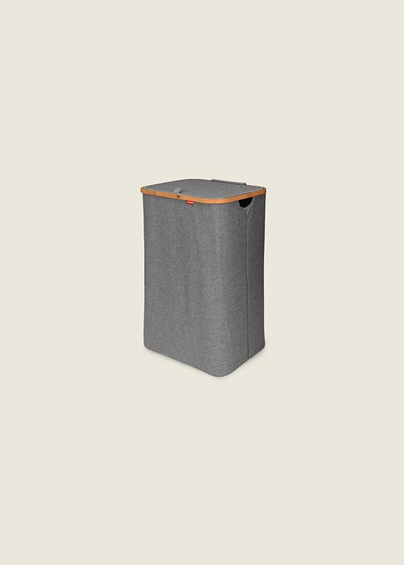 Duett Laundry Basket with Lid Bamboo Frame Grey