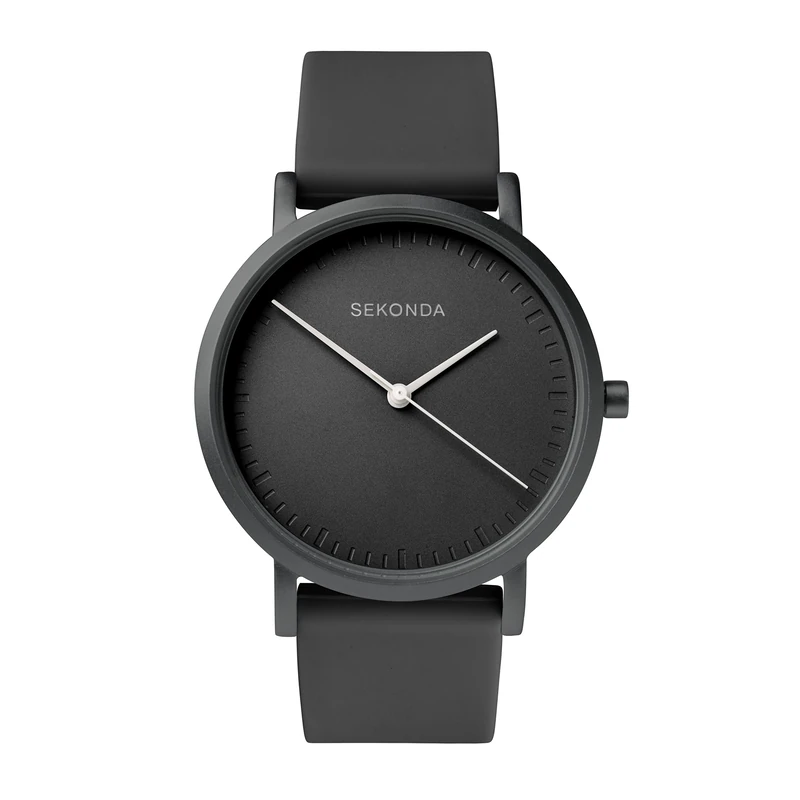 Sekonda in Colour Ladies 34mm Quartz Watch in Black with Analogue Display, and Black Silicone Strap 40389 - Image 1