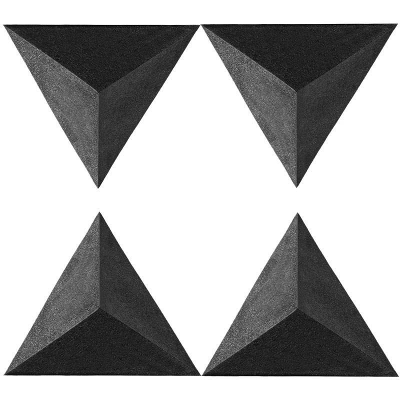 Foroomaco 4 Pack Bass Traps for Ceiling Corner 16.5" Triangle 12" Depth Triangular Pyramid Acoustic Foam Bass Trap Sound Proofing for Home Studio Booth Low to High Frequency Sound Proof Foam