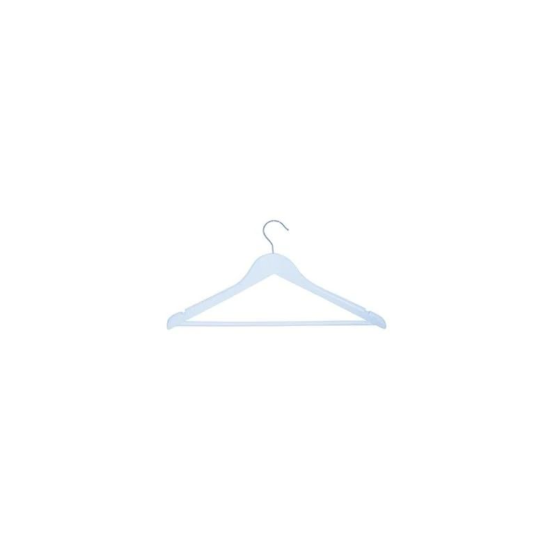 MSV - Set of 36 Solid Wood Hangers - High Strength and Load Capacity, Curved Sides, No Deform - 360° Swivel Hook - 44 cm - White