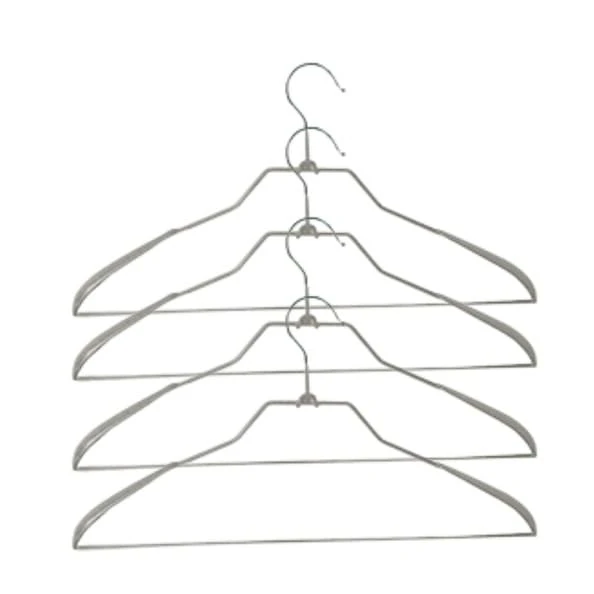 MSV - Set of 18 Plastic Coated Steel Hangers - Very Robust and Non-Slip Design - Curved Sides, No Deformation - All Types of Clothes - 40 cm - Taupe
