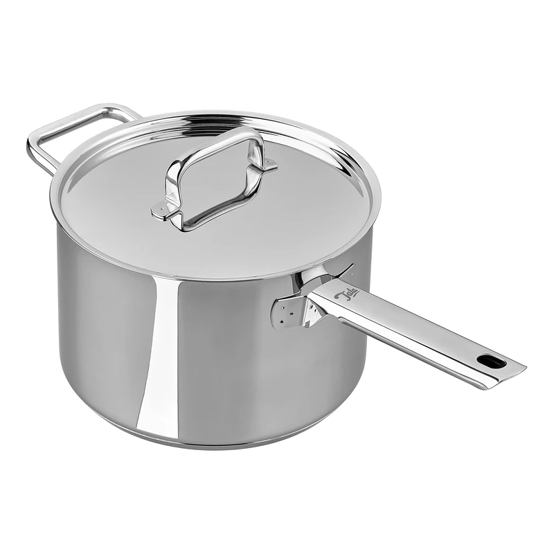 Tala Performance Stainless Steel 20cm Dia Deep Saucepan with Helper Handle and Stainless Steel lid. Made in Portugal, with, Suitable for All hob Types Including Induction - Image 1