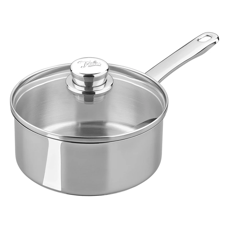 Tala Performance Stainless Steel Cookware 18 cm Saucepan with Glass lid, Made in Portugal with Guarantee, Suitable for All hob Types Including Induction